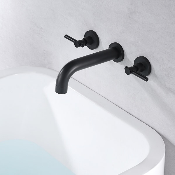 SUMERAIN Matte Black Bath Tub Faucet Set Wall Mount 3 Hole Bathtub Filler - Bed Bath & Beyond ...