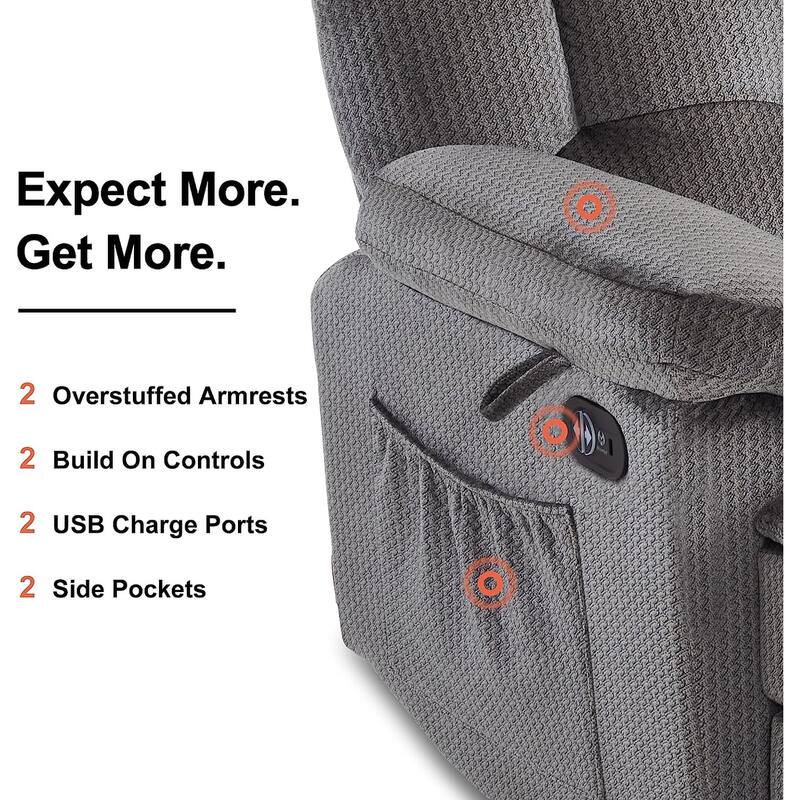 MCombo Electric Power Reclining Loveseat Sofa with Heat and Massage, Fabric 6237