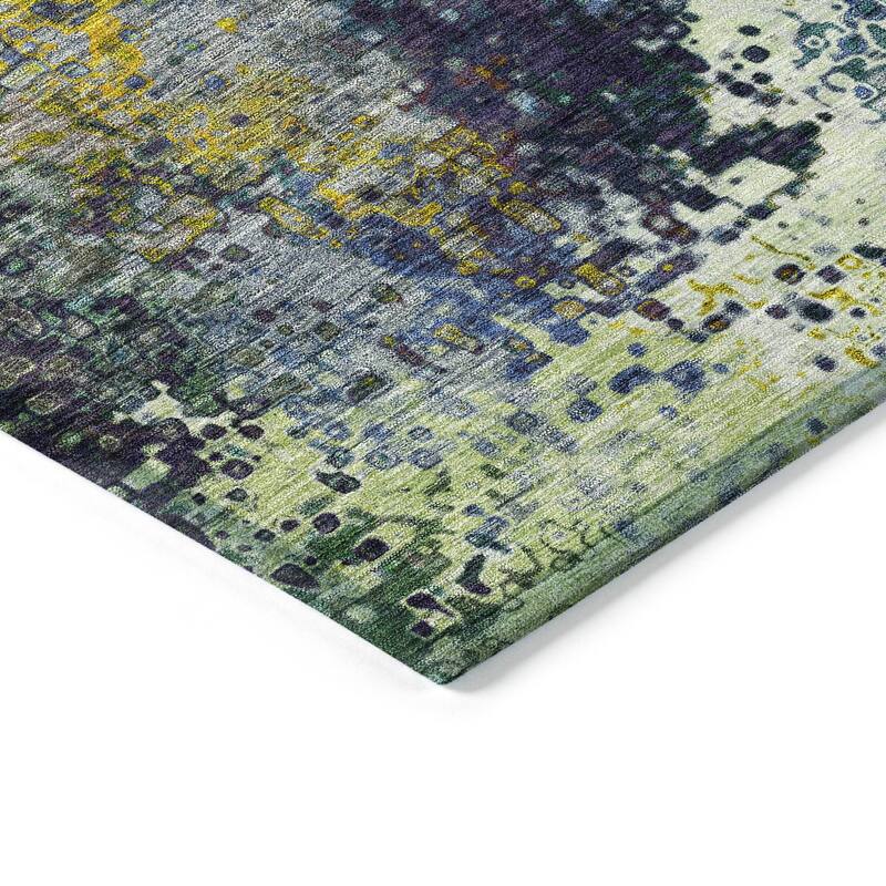 Machine Washable Indoor/ Outdoor Contemporary Abstract Chantille Rug