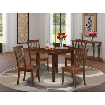 HomeStock 5-Pc Mahogany Finish Solid Wood Top - Dining Room Set - Seats 4