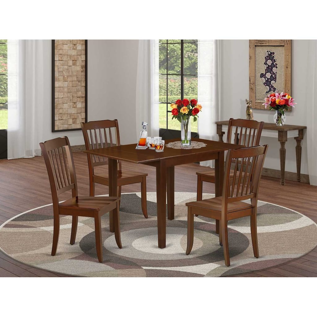 HomeStock 5-Pc Mahogany Finish Solid Wood Top - Dining Room Set - Seats 4