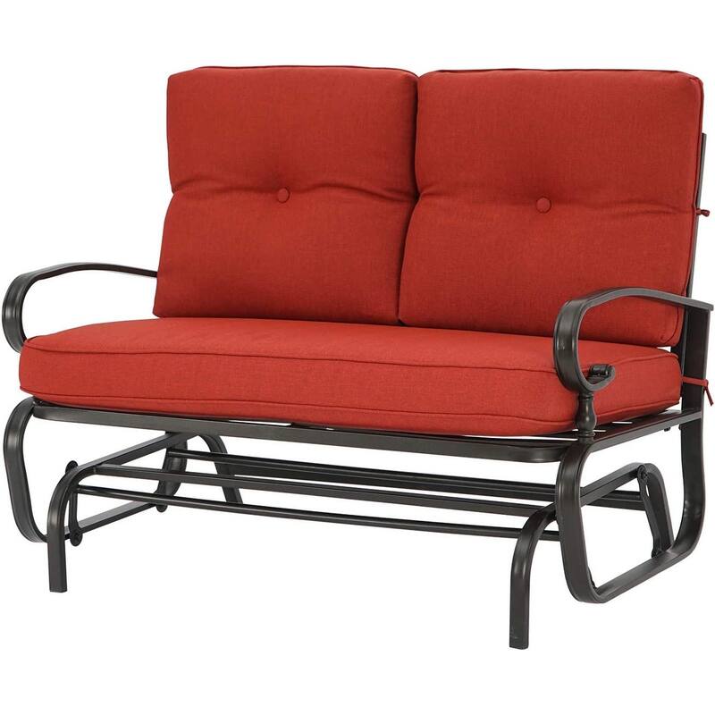 Nista Outdoor Loveseat Glider Chair by Havenside Home - Red/27