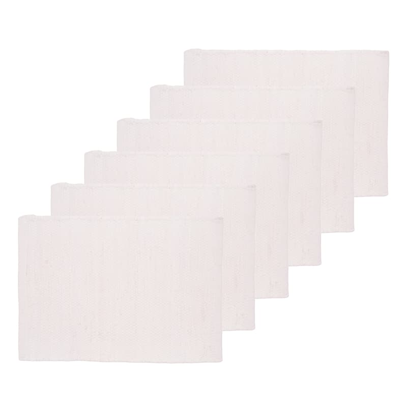 White Chindi Solid Color Machine Washable Placemats Set of 6
