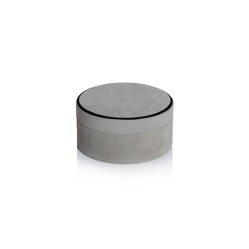 Arden Suede Leather Decorative Box - Small - Round