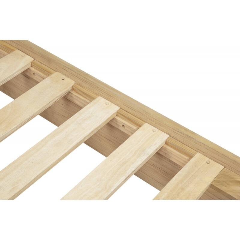 Queen Size Light Oak Wooden Platform Bed with Fluted Headboard