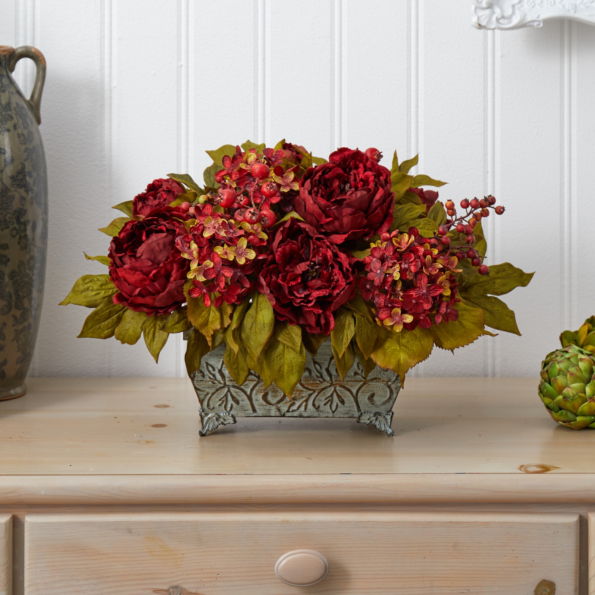Red silk flower arrangements top