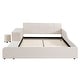 preview thumbnail 3 of 10, Queen Size Upholstered Mother & Child Platform Bed w/ Bedside Desk & Little Round Stool
