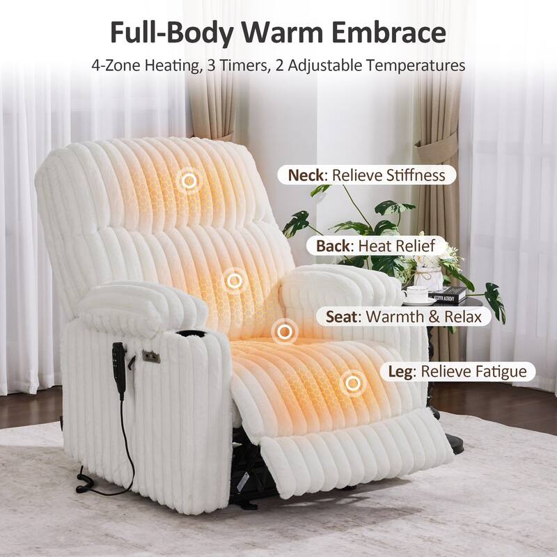MCombo 180° Lay Flat Power Lift Recliner Chair for Elderly, Dual Motor Lift Chair with Full-Body Heating for Sleeping