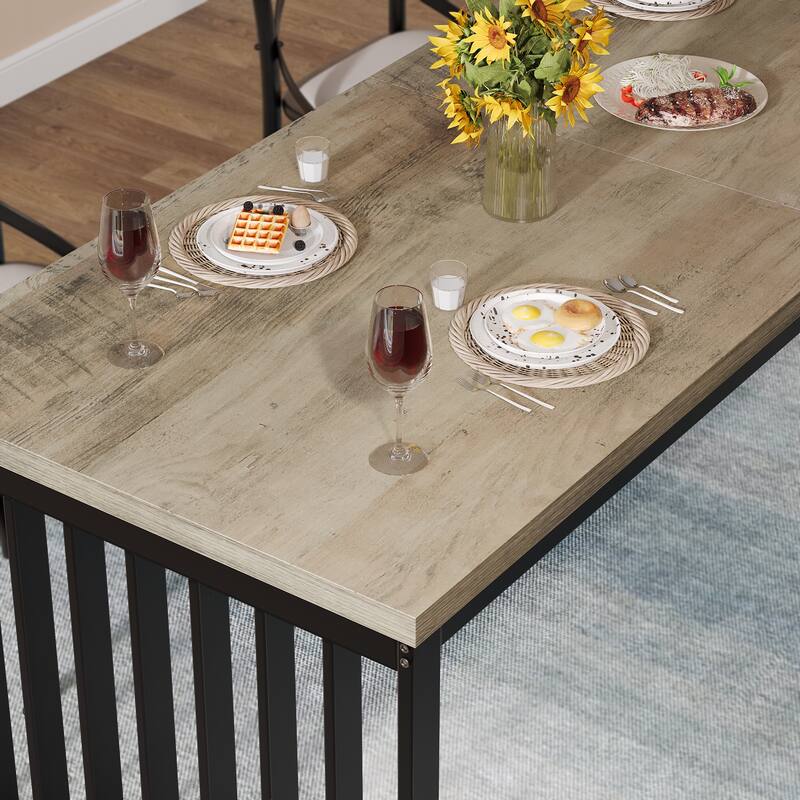 Dining Table for 6-8,78.74-inch Wood Metal Kitchen Table for Dining Room