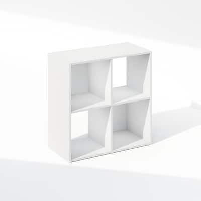 Furinno Pelli Cubic Storage Cabinet, Bookcase, Bookshelf, 4-Cube, White