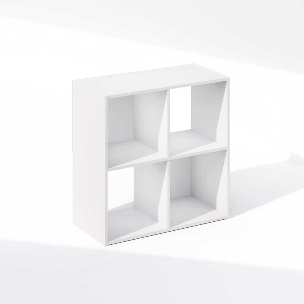 Furinno Pelli Cubic Storage Cabinet, Bookcase, Bookshelf, 4-Cube, White