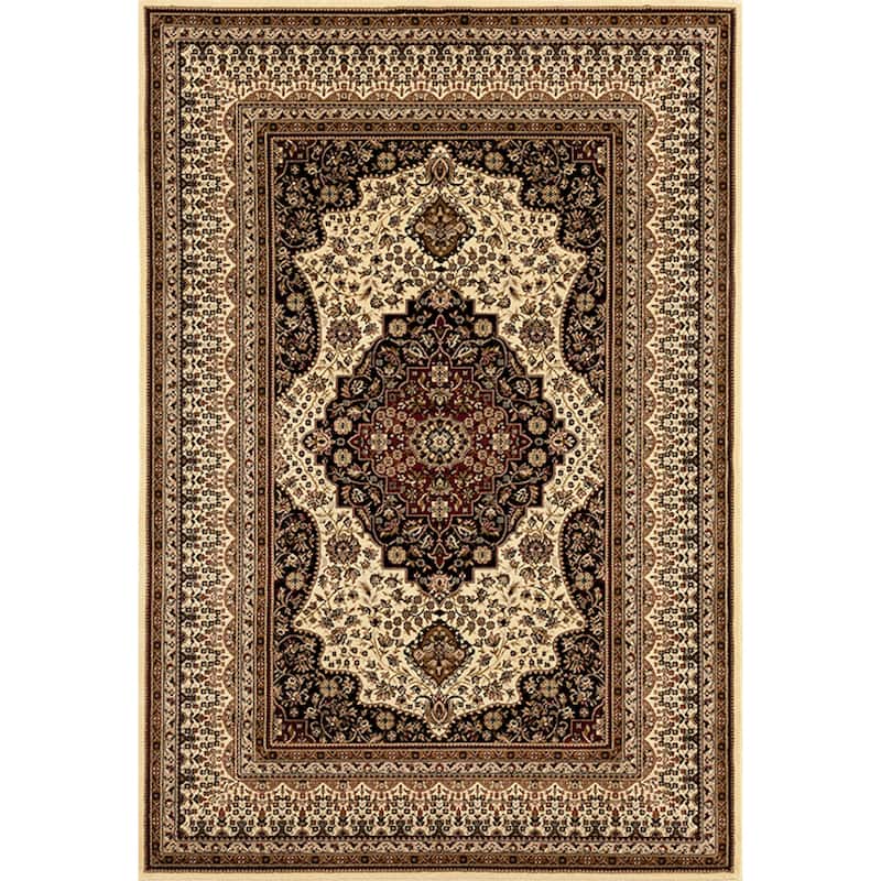 Persian Collection Black Traditional Area Rug - 6'9'' X 9'6'' - Cream