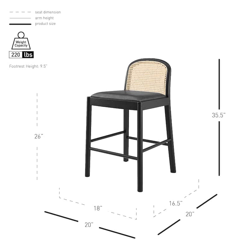 NPD Furniture Donna Faux Leather Rattan Counter Stool (Set of 2)