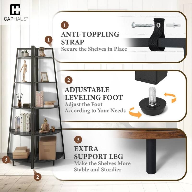 Corner Shelf Stand - 17.7"D x 17.7"W x 70"H