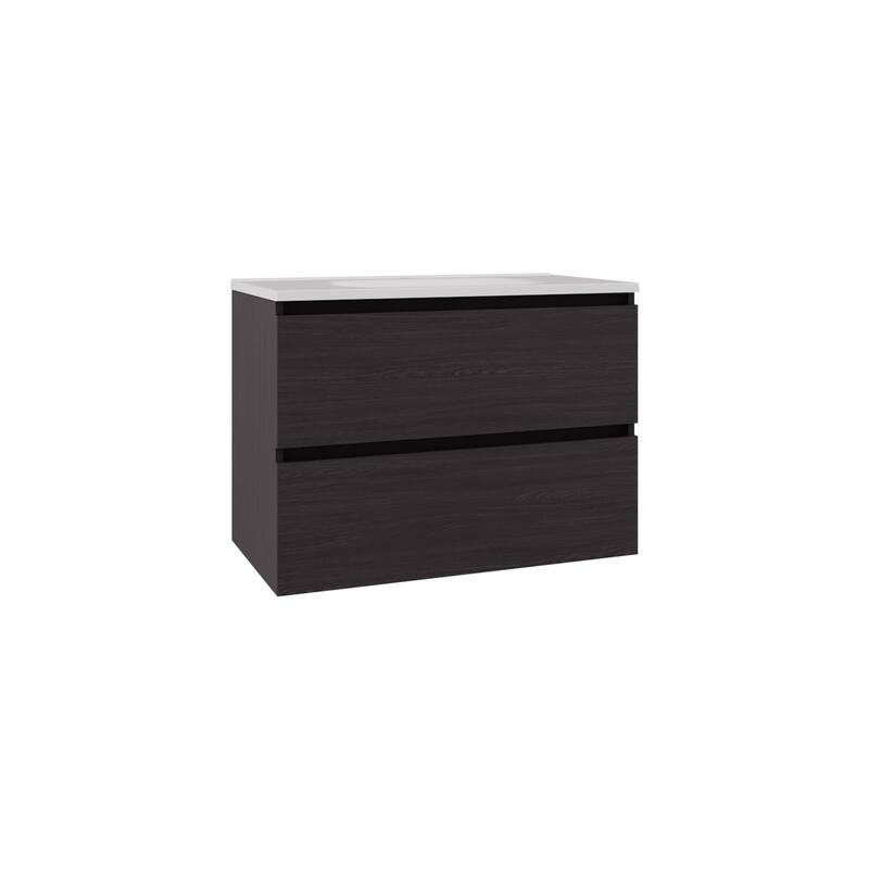 Bathroom Cabinet Opalo, with Two Shelves and Open Storage, Black