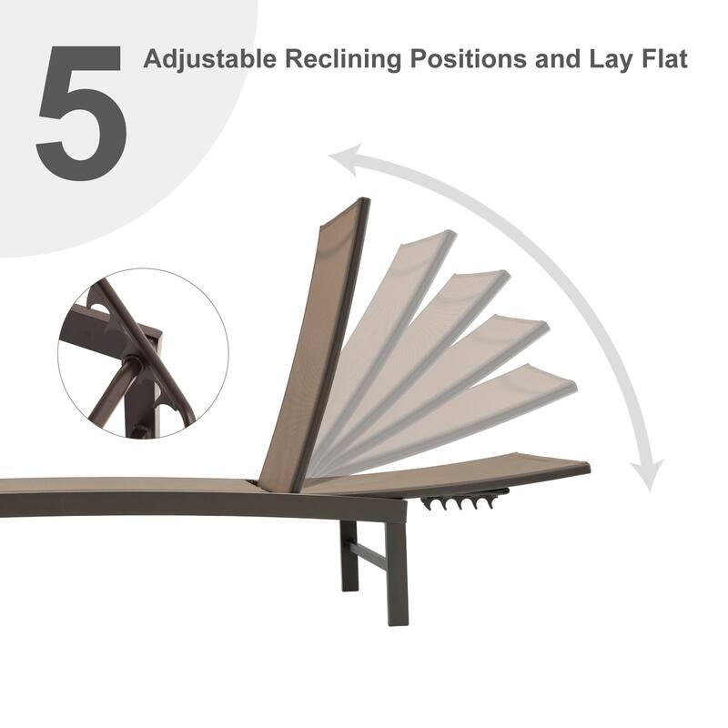 VredHom Outdoor Patio Adjustable Aluminum Chaise Lounges (Set of 4) - 76.38" L x 23.62" W x 13" H