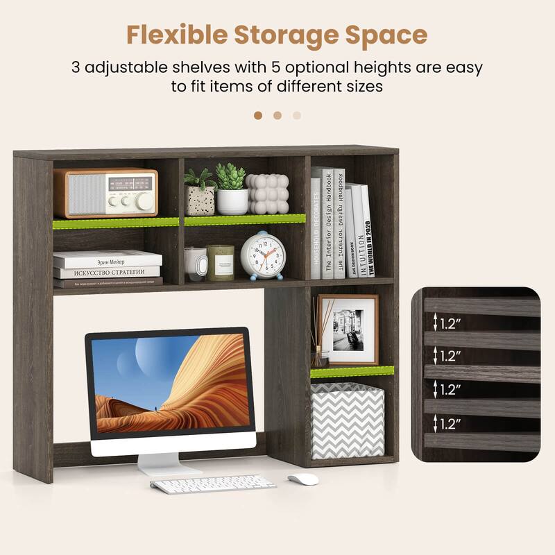 Costway Desktop Bookshelf Desk Storage Hutch with 7 Open Cubbies & 3 - See Details