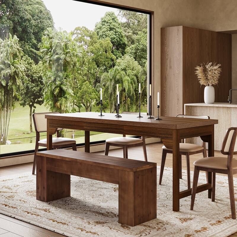 47.24 Inches Solid Wood Dining Bench with Sturdy Legs
