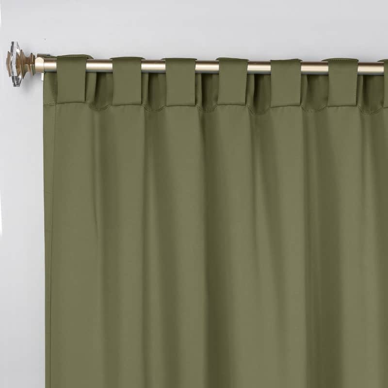 Superior Solid Machine Washable Room Darkening Curtains with Back Tabs, Set of 2
