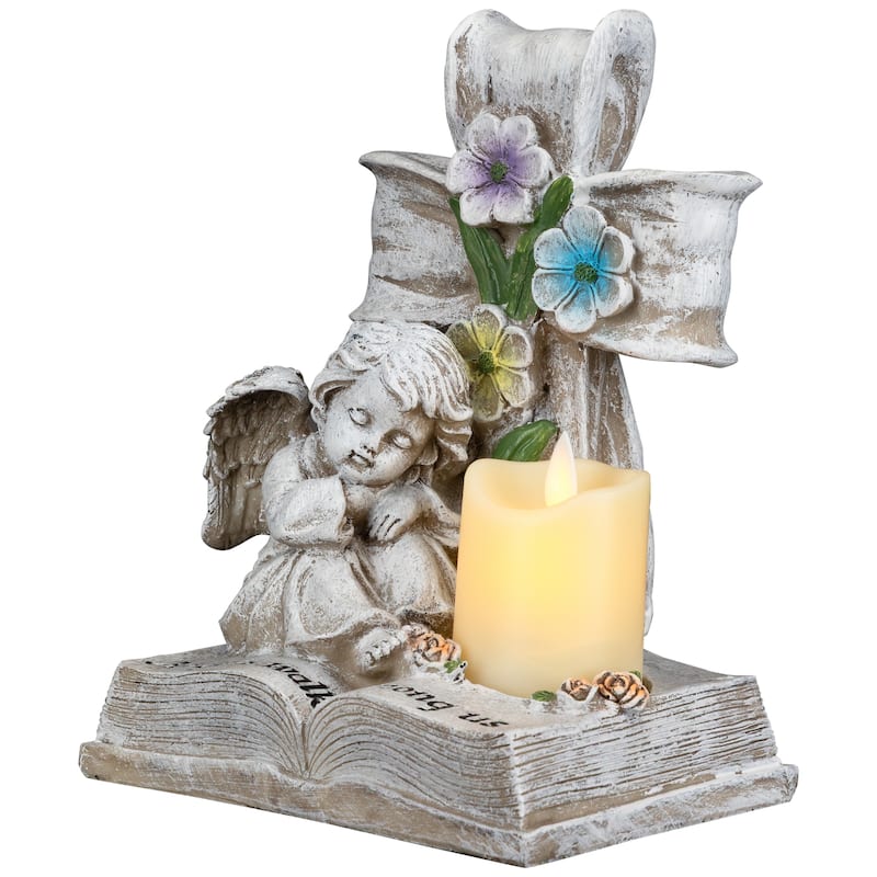Angels Walk Among Us Flameless Cherub Candle Holder - 8"