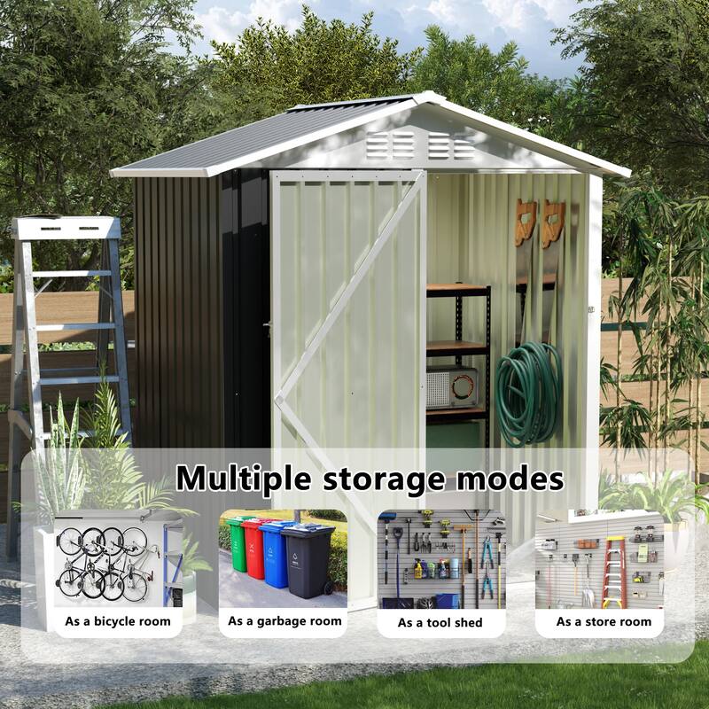 5.4x4.27 FT Outdoor Storage Shed with Hinge Door for Backyard