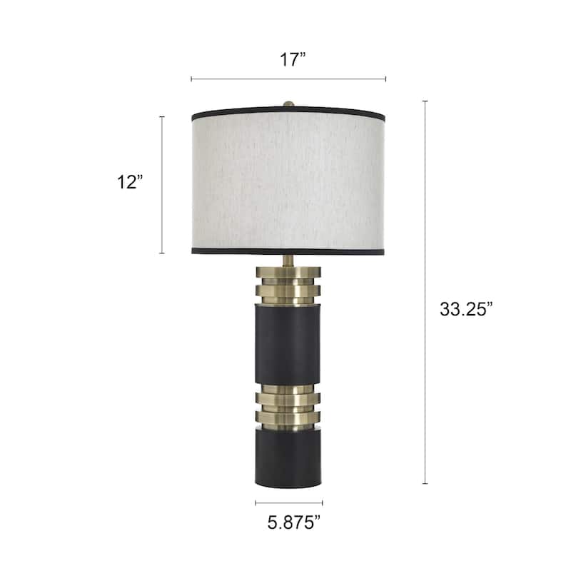 StyleCraft Steel Table Lamp - Drayton Gold - White Fabric