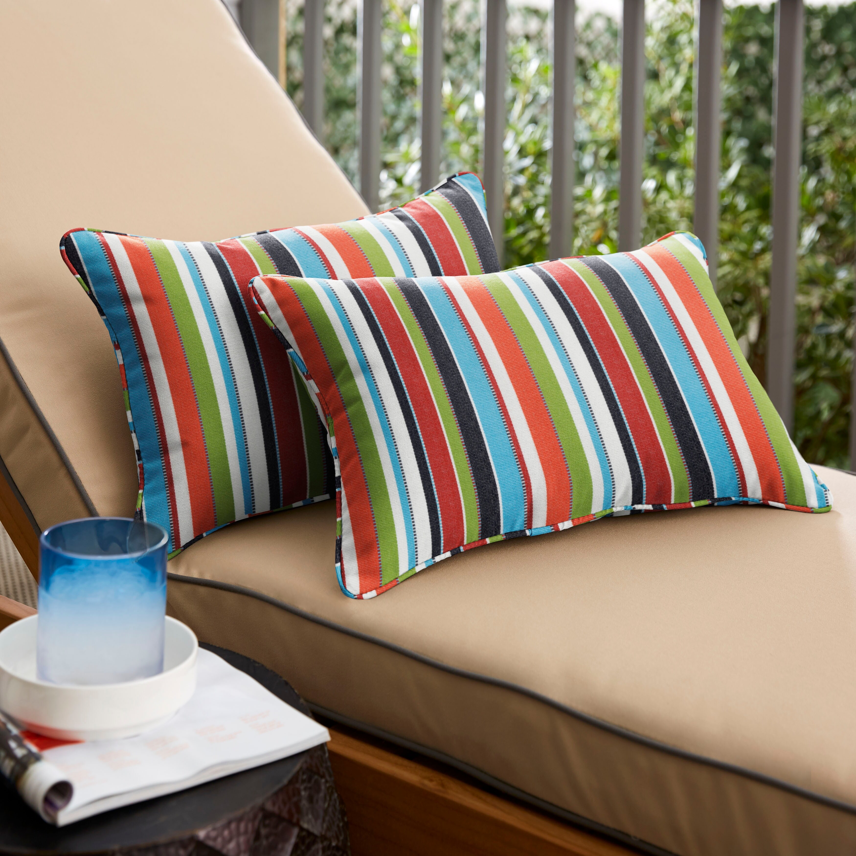 Lumbar Pillow Striped Outdoor Cushions and Throw Pillows Bed