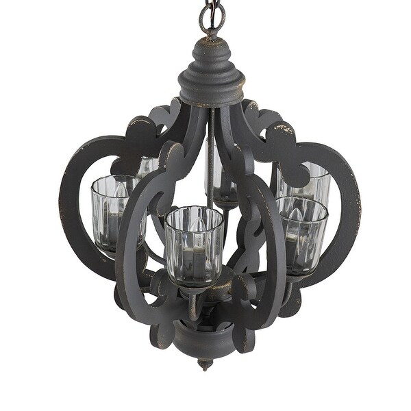 Farmhouse Chandelier, 6-Light Wood Chandelier Pendant Light