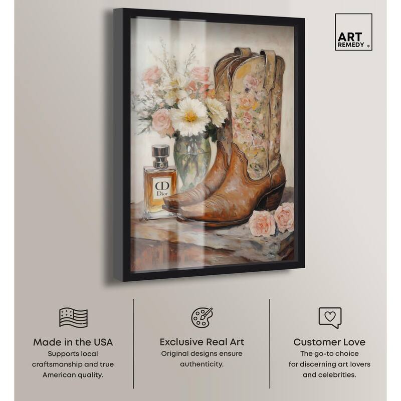 Delicate Floral Boots Shadowbox by Art Remedy