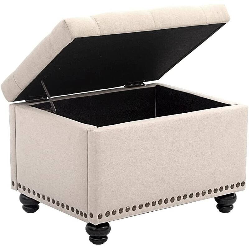 24" or 18" modern Tufted Storage Ottoman Bench, Rectangular Footstool
