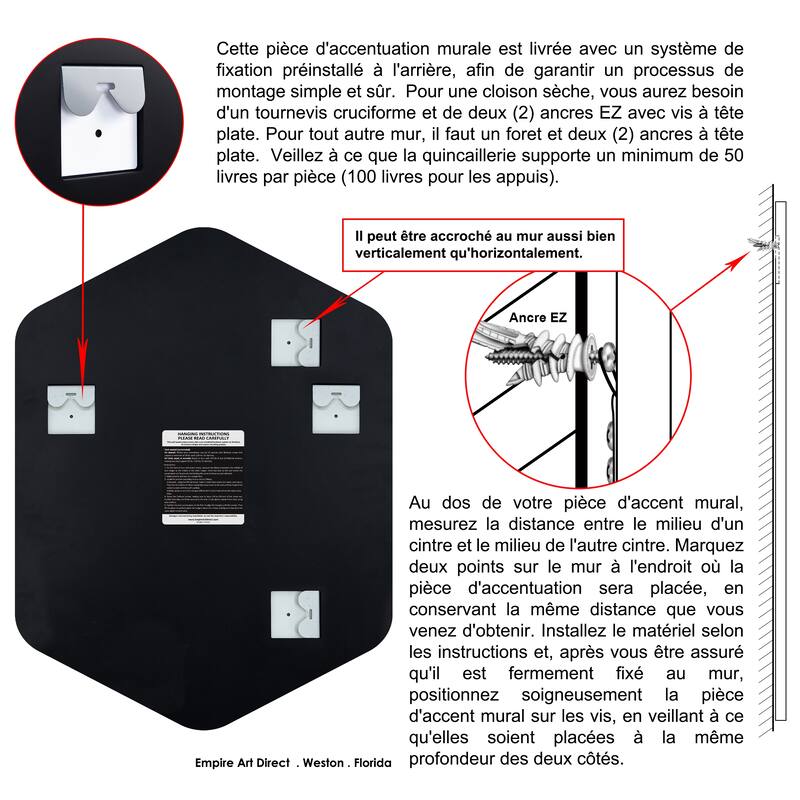 Frameless Beveled Hexagonal Black Matte Finished Wall Mirror - 24" x 32" x 0.6"