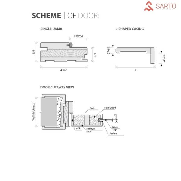 dimension image slide 1 of 22, Interior Solid French Door / Mela 0755 Painted White / Single Regular Panel Frame Handle / Bathroom Bedroom Modern Doors