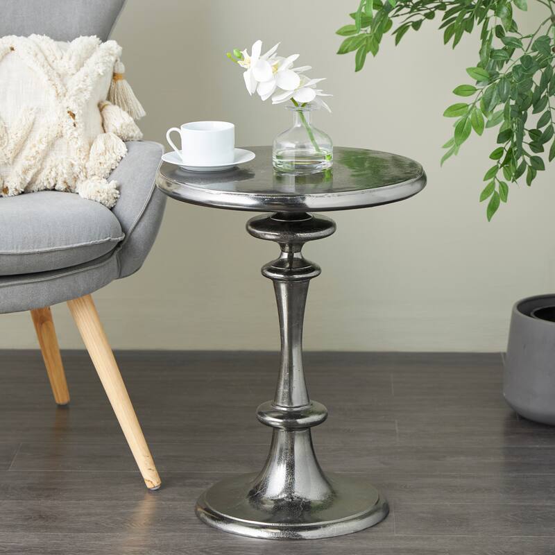 Aluminum Metal Turned Style Accent Table - Black - Roche River Decor - 18"W x 18"L x 23"H