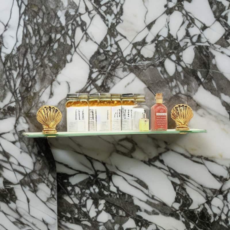 Bathroom Glass Shelf Bright Brass Brackets 23 5/8L | Renovator's Supply