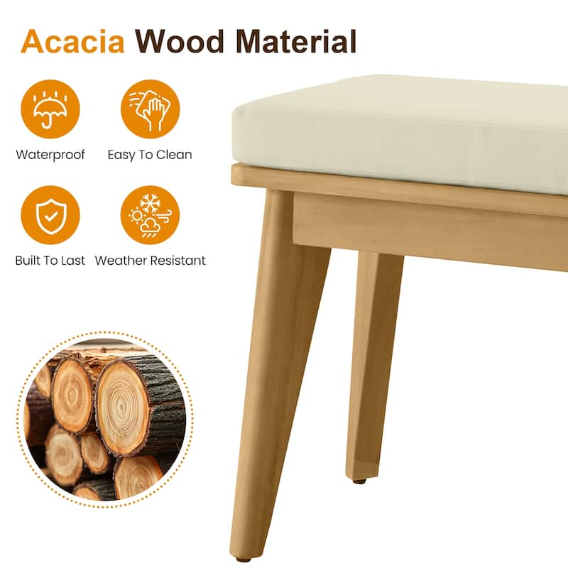 Acacia Patio Dining Bench with 2.36'' Thick Cousion