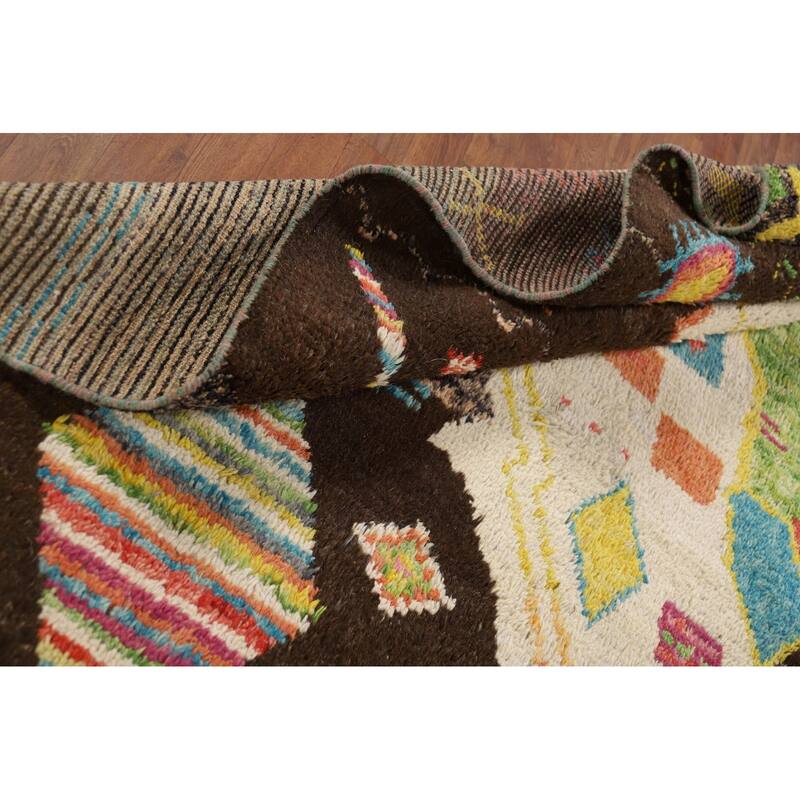 Plush Moroccan Oriental Area Rug Hand-Knotted Wool Carpet - 8'11" x 12'7"