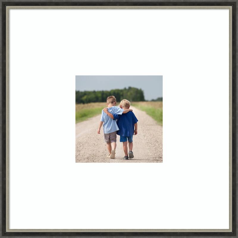 Theo Black Silver Narrow Framed Picture Frame, Photo Frame - 20x20 Matted White 8x8 - Theo Black Silver Narrow