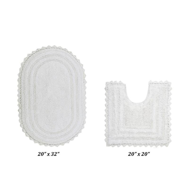 Better Trends Oval Bath Rugs Set 100% Cotton Soft & Water Absorbent Tufted Bathroom Rug for Shower, Sink Bath Mats Lilly Crochet