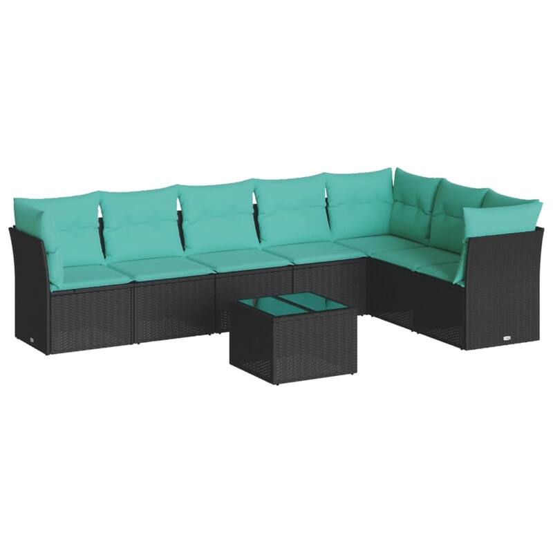 vidaXL Patio Sofa Set with Cushions Outdoor Furniture 8 Piece Poly Rattan
