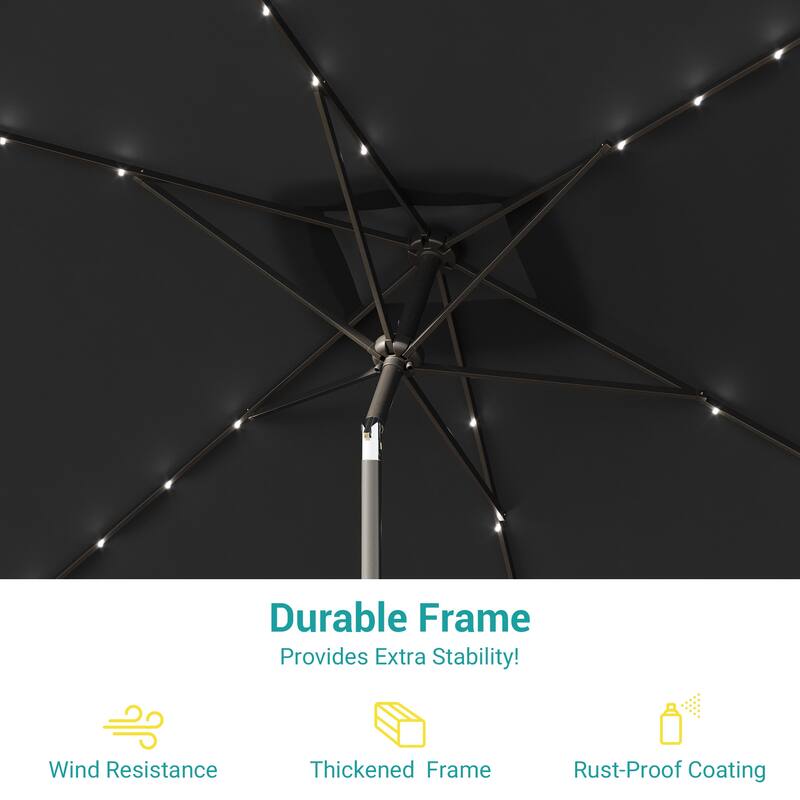 BONOSUKI LED 10 x 6.5ft Outdoor Umbrellas Patio Market Table Umbrellas