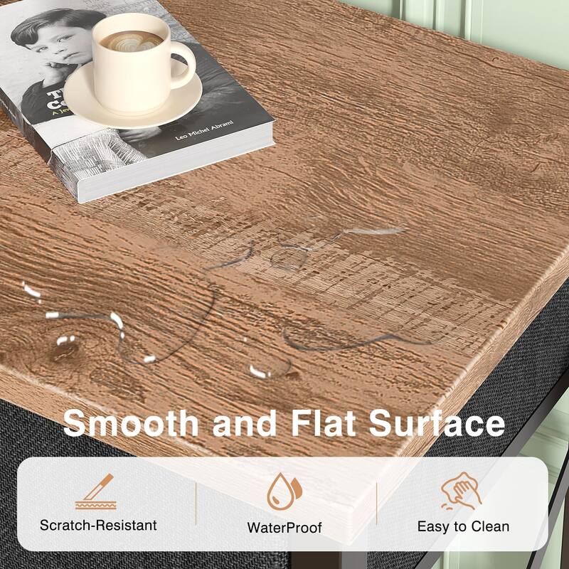 VECELO X Frame Nightstand with Removable Fabric Drawer Easy to Clean Nightstand Multifunctional End Table with Open Shelf