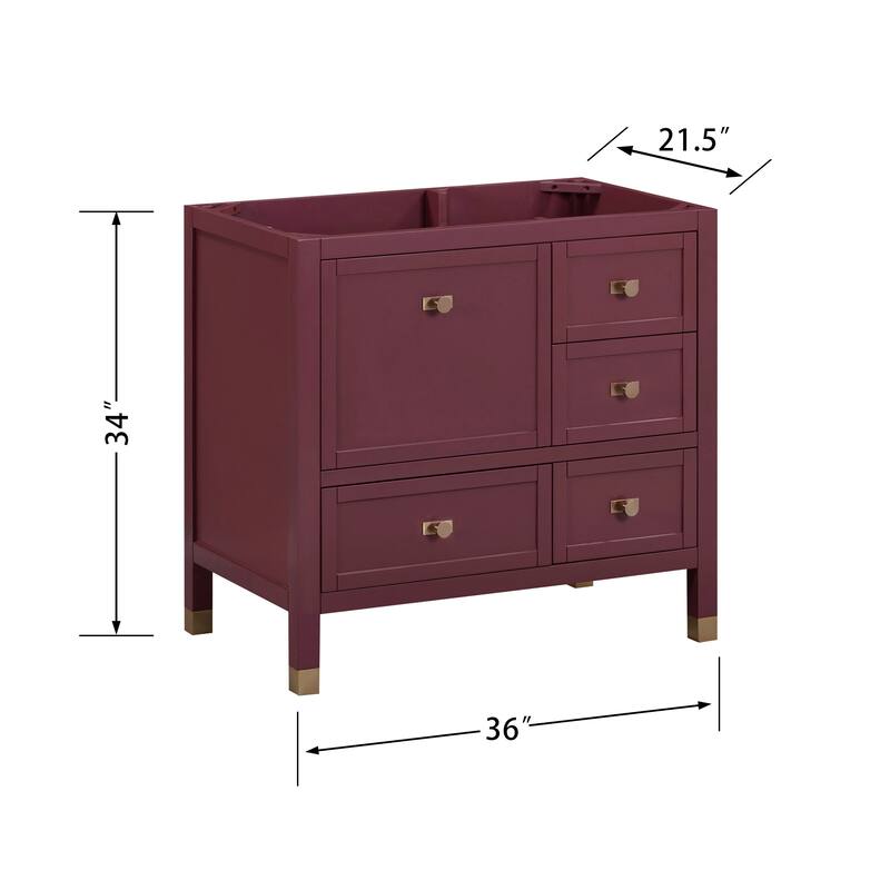 Alana Bathroom Vanity Cabinet in Burgundy Red