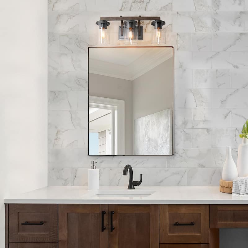 Fora Modern Farmhouse 3/4-Light Bathroom Vanity Lights Glass Wall Sconces