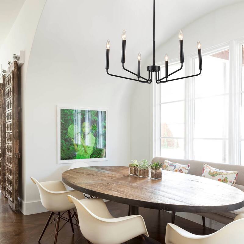 6-Light Rustic Candle Style Chandelier for Dining Room, Farmhouse Chandelier for Dining Room Living Room Bedroom Kitchen