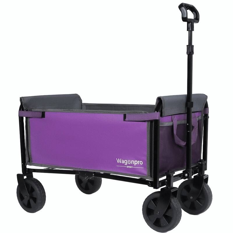 All-in-One Convertible Folding Utility Trolley with 4 Wheels, Bench Seat & Dog Leash