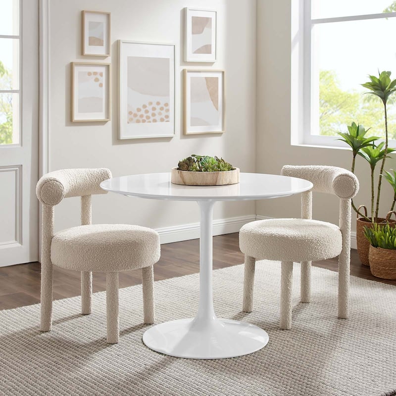 Lippa 40" Round Wood Top Dining Table - White