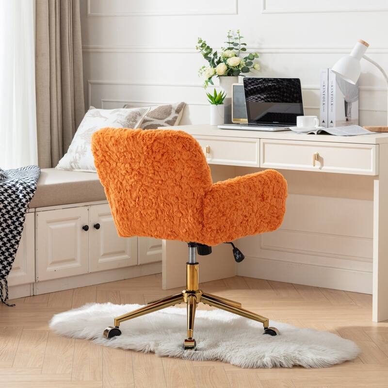 Office Chair with Golden Metal Base, Adjustable Swivel Desk Chair, Reclining Vanity Chair for Home Office or Bedroom