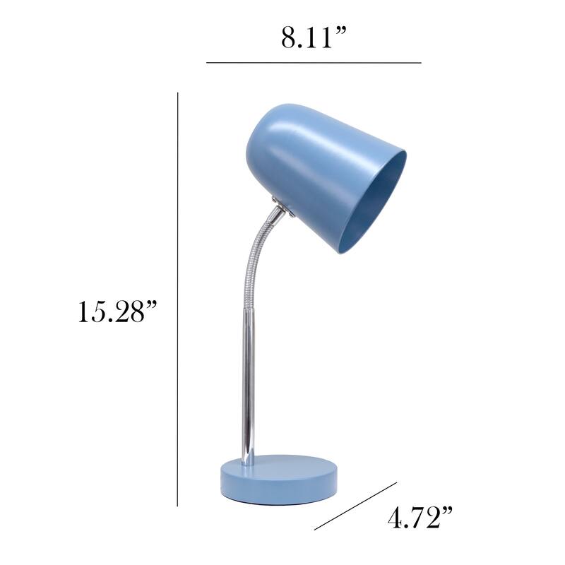 Minimalist Metal Gooseneck Desk Lamp with Adjustable Chrome Arm Modern Task Lighting Multiple Colors