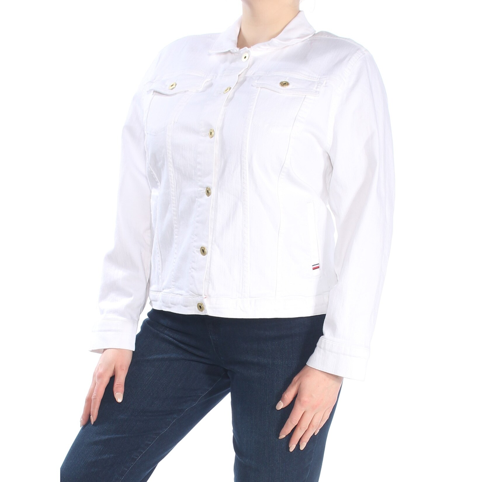 womens plus size white jean jacket