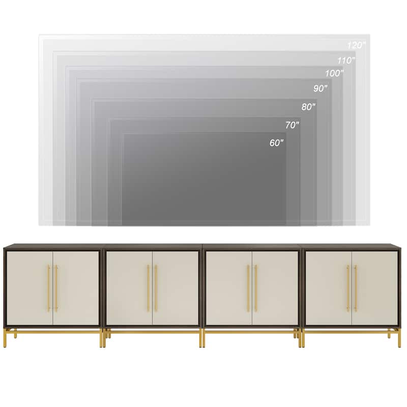 WAMPAT Modern TV Stand with Leather-Textured Doors